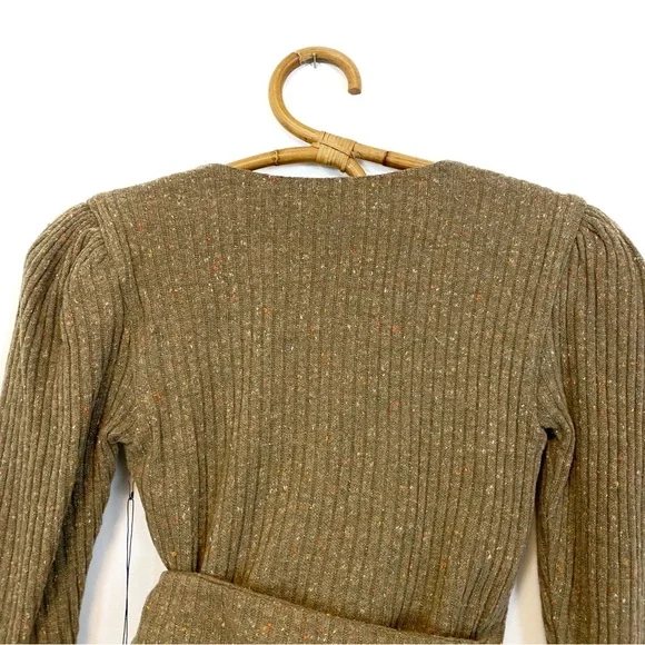 Revolve | Majorelle‎ | Brown Ribbed Wrap Cropped Sweater Size XS - Picture 6 of 9